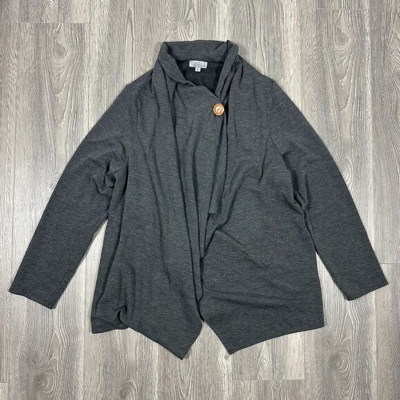 Joseph A Heathered Grey Long Sleeve Cardigan with Draped Front & Button Detail S - Picture 1 of 5